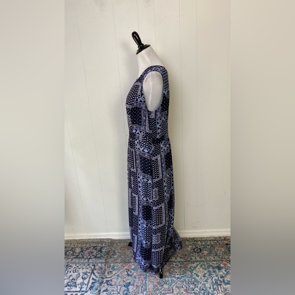 Talbots Blue Paisley Bandana Print Midi Maxi Dress Size 14 Sleeveless Casual - Picture 8 of 13